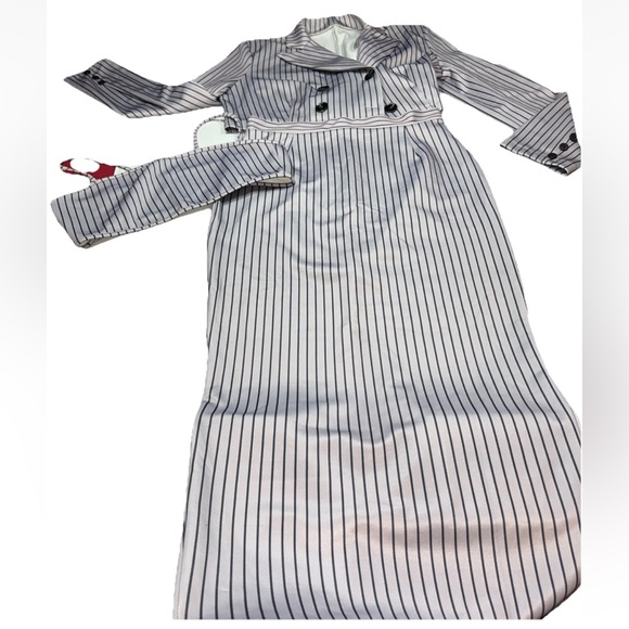 Gray Skirt jacket set Striped OUTFIT Cropped Blazer Crop Top Business Gangster L - Picture 1 of 13